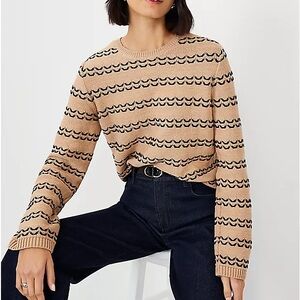 Ann Taylor Camel and Black Knit Sweater